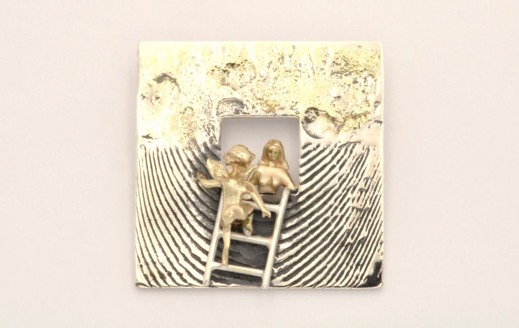 “Romeo and Juliet” Brooch-pendant silver and gold