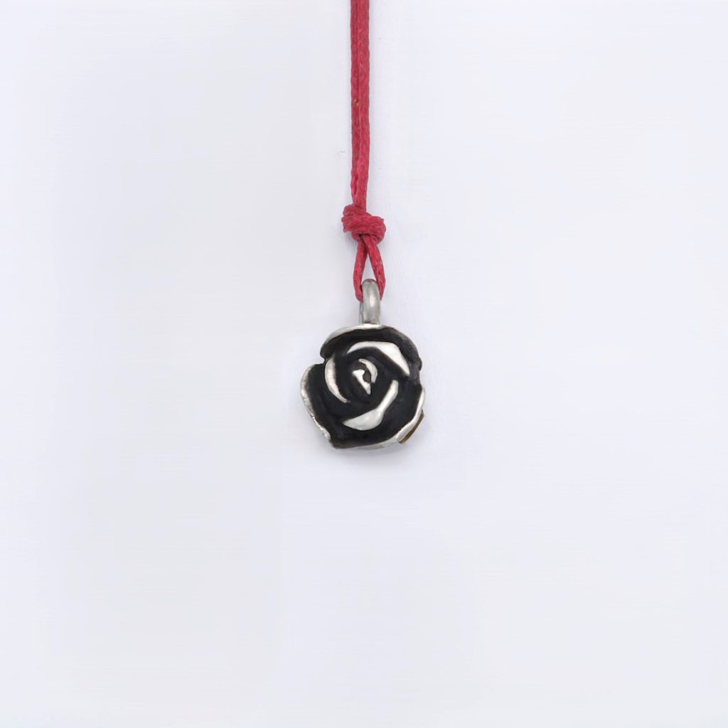 “Realistic rose” Pendant silver black