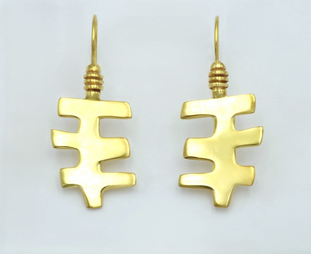“Signal III” Earrings, silver, yellow