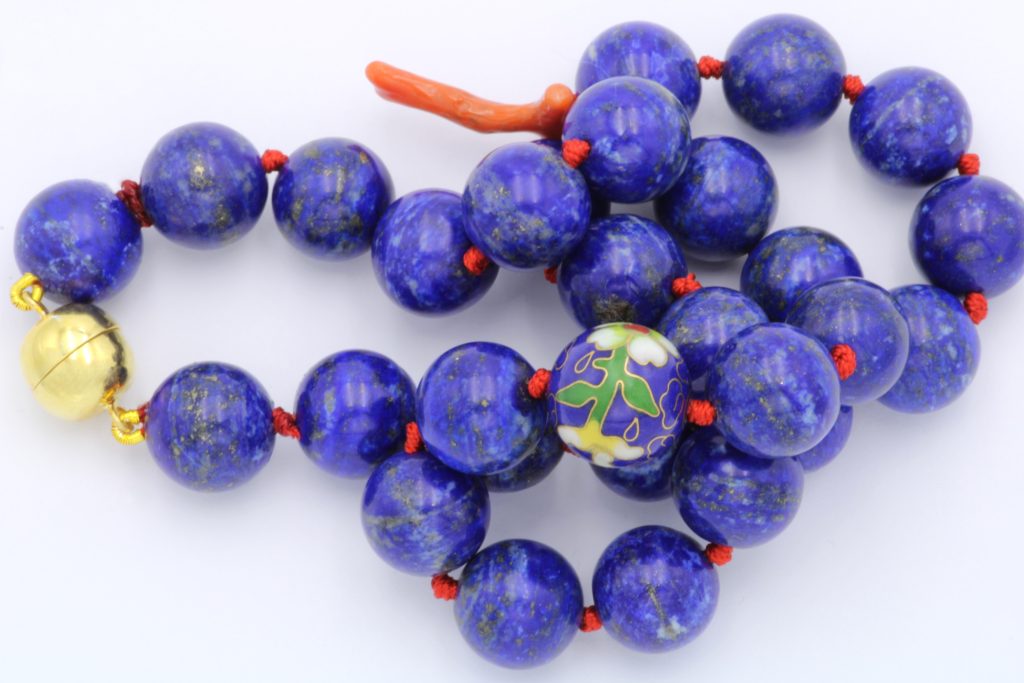 “Lapis with a twist” Κολιέ ασημένιο κίτρινο με λάπις, κοράλι, κλουαζονέ χάντρα