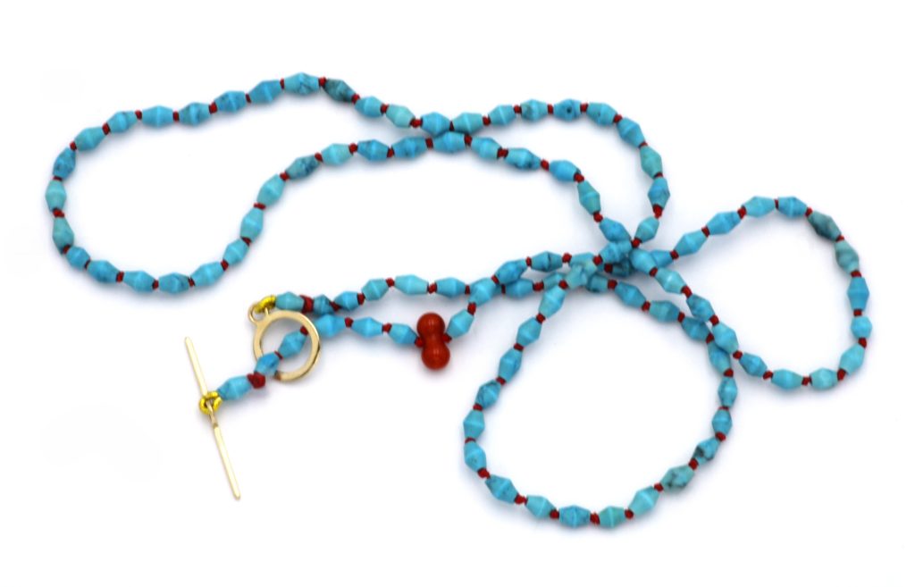 “Turquoise with corals” Κολιέ χρυσό με τυρκουάζ και κοράλια