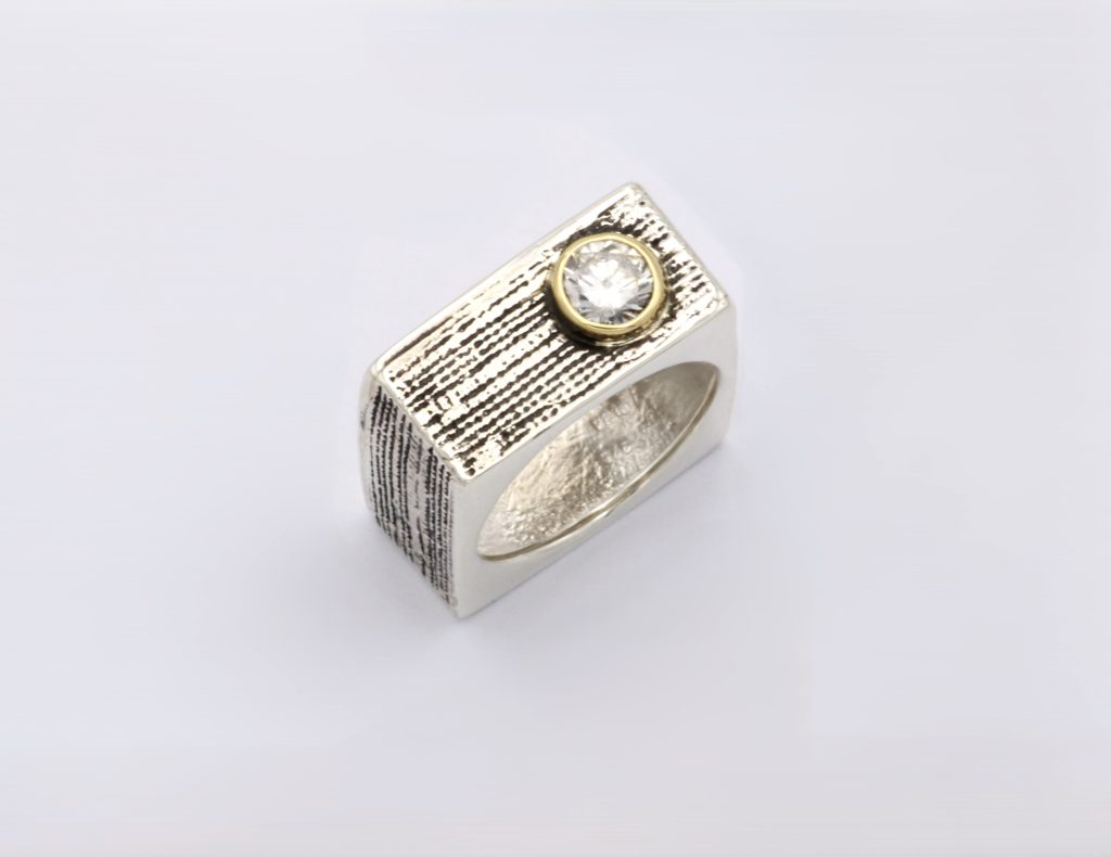 ”Καμβάς” Δακτυλίδι ασημόχρυσο με cubic zirconium