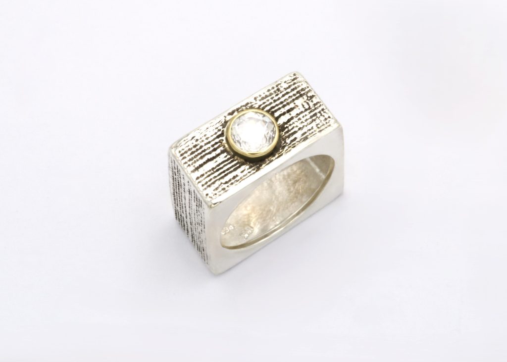 ”Καμβάς” Δακτυλίδι ασημόχρυσο με cubic zirconium