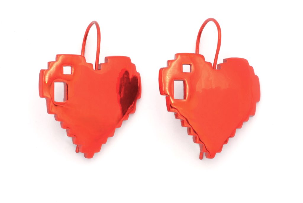 “Love bytes I” Σκουλαρίκια ασημένια κόκκινα