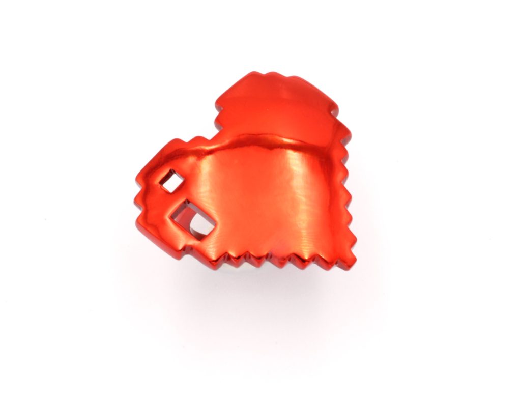 “Love bytes” Ring, silver, red