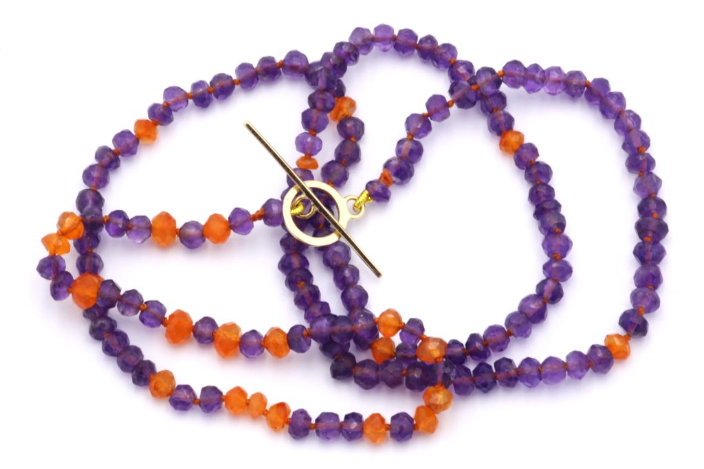 Amethyst with a twist” Κολιέ με αμέθυστους και κορναλίνες
