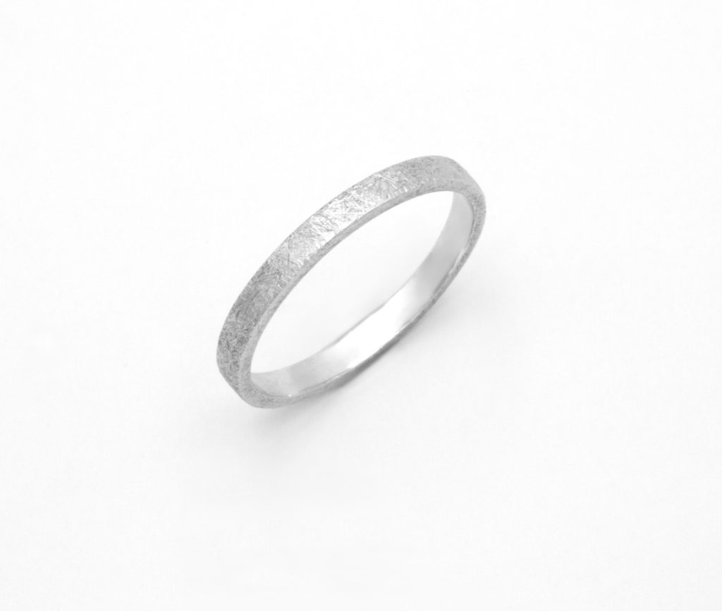 “Minimal square” Ring, white gold, matt