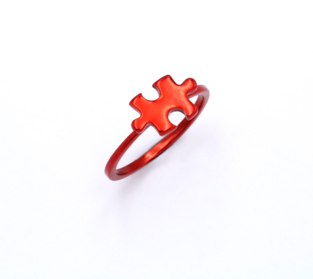 “Puzzle mini” Δακτυλίδι ασημένιο κόκκινο