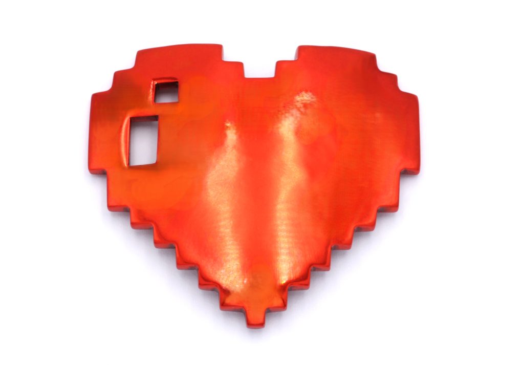 “Love bytes I”Καρφίτσα ασημένια κόκκινη