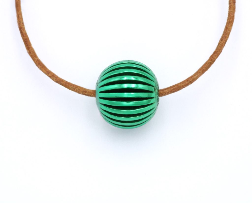 “24 winged bead”Pendant bronze, green