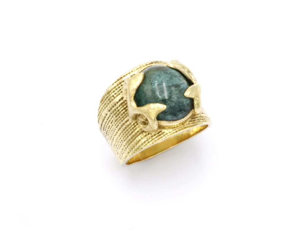 “Byzantine I” Ring, gold, tourmaline
