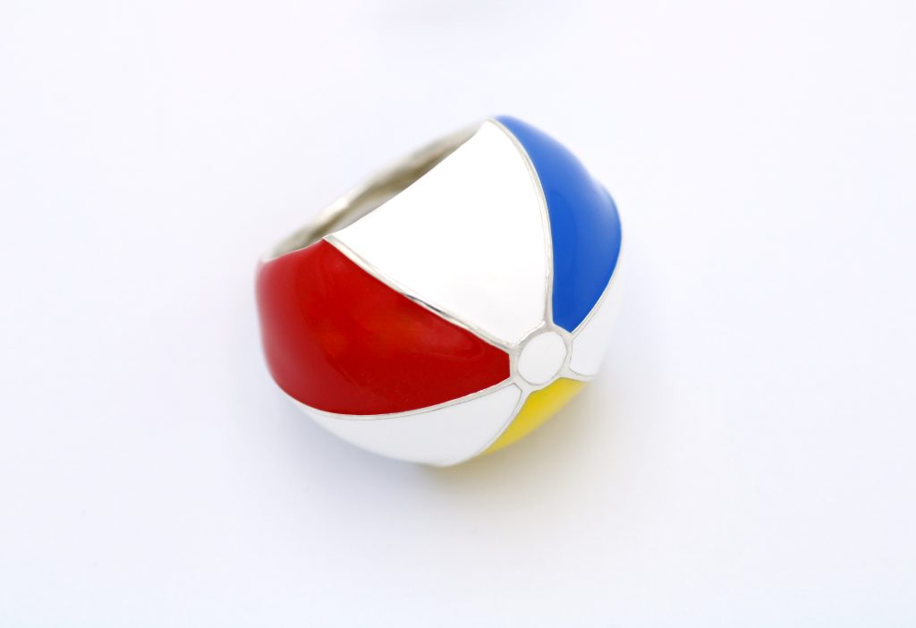 “Beach ball” Δακτυλίδι ασημένιο με σμάλτο