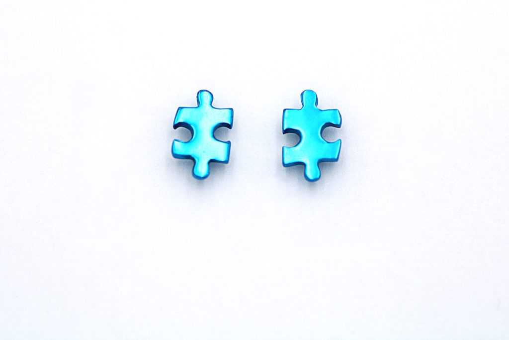 “Puzzle mini” Σκουλαρίκια ασημένια, τυρκουάζ